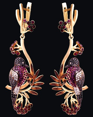 Серьги "Снегири"